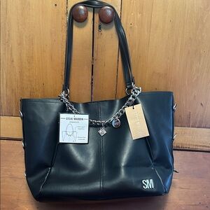 Steve Madden Black Tote with Silver Accents